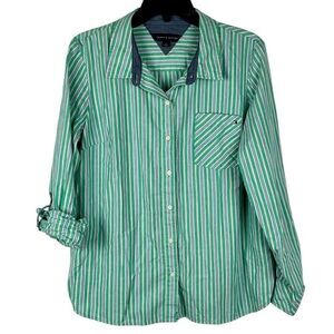 Tommy Hilfiger Stripped Button Down Blouse Large